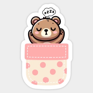 Sleepy Bear in Polka Dot Pocket Sticker